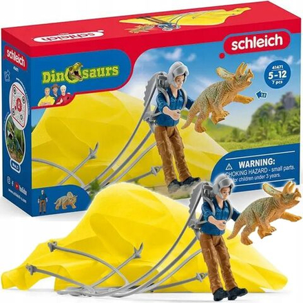 Фигурка Schleich Dinosaurs Спасатель динозавров с парашютом 41471