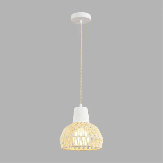 8368/1B ECO LN26 327 белый/бежевый, цемент/металл/джутовый шнур Подвес E27 LED 10W 220V BOHO