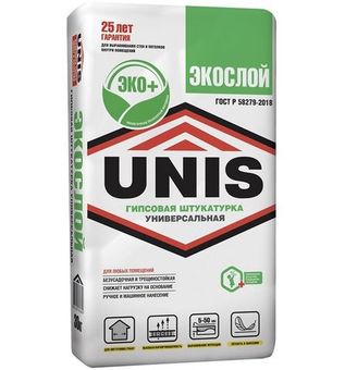 Штукатурка гипсовая Unis Экослой 30 кг