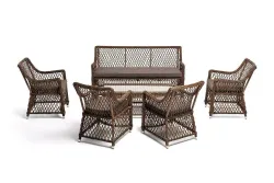 "Асти" лаунж-зона из искусственного ротанга на 6 персоны, цвет коричневый