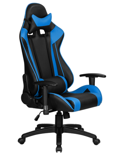 Кресло игровое DOBRIN BRIAN, черно-синяя экокожа