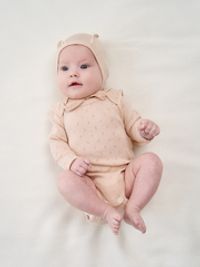 Боди с длинным рукавом "Нюд" из ажурного хлопка 0+