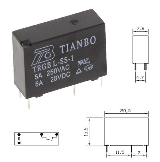 Реле электромагнитное TRGB-L-SS-12VDC-S-Z   ( 1 группа )