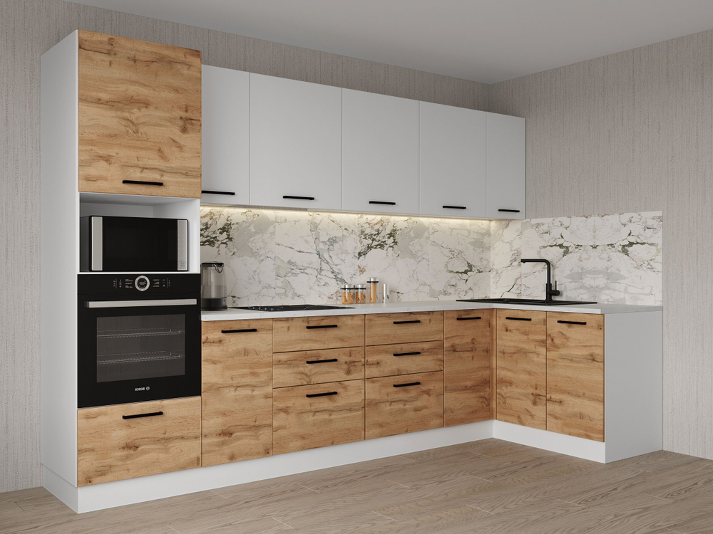 Кухонный гарнитур угловой Лада 3200x1400 (Стол. 38мм)