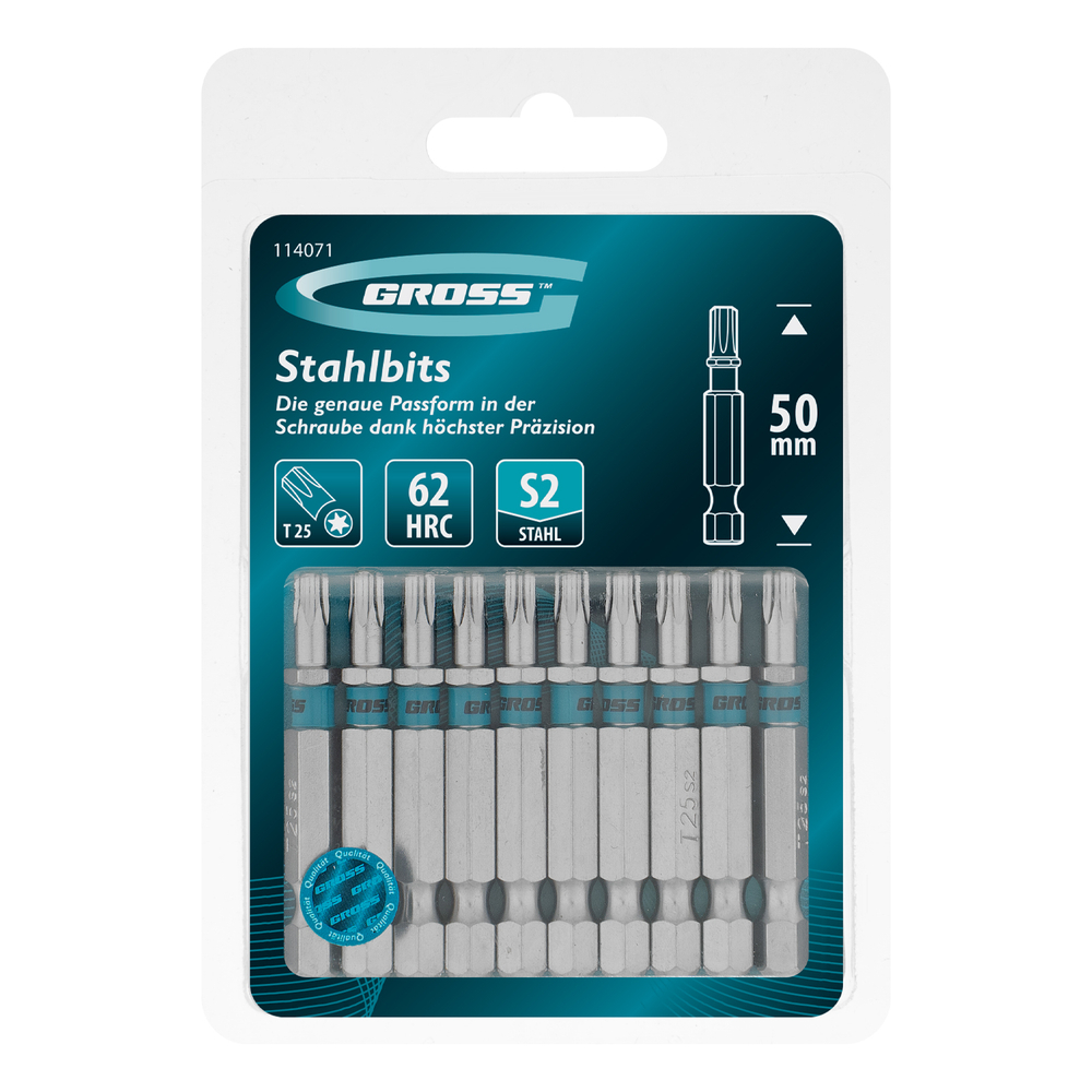 Бита Torx 25х50мм, сталь S2, шестигр., 10 шт. Gross