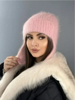 шапка ушанка вязаная зимняя ангора пушистая