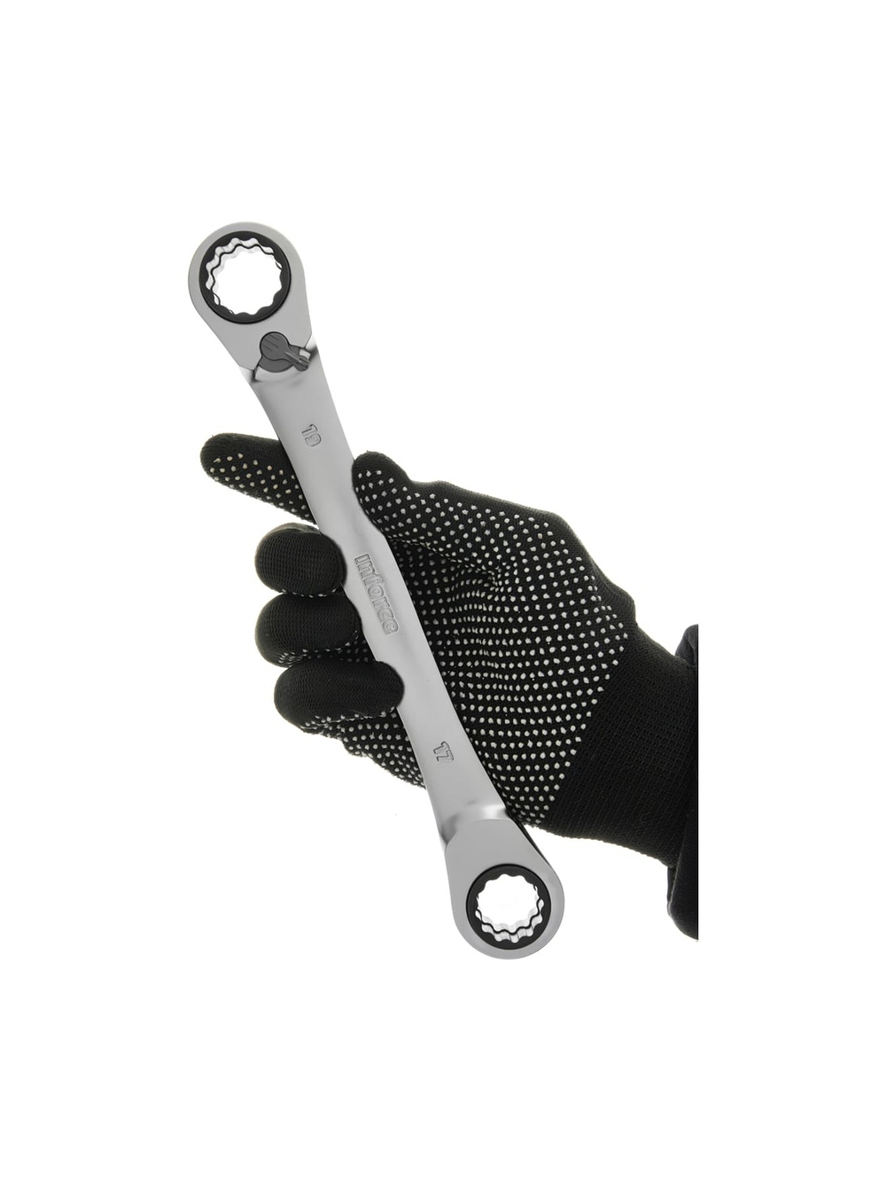 Набор накидных трещоточных ключей 4 в 1 Inforce, Сталь Cr-V, 8-19мм, профессиональный, 06-05-90