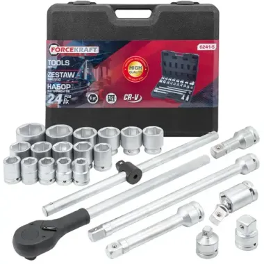 Набор инструментов 24пр. 3/4''6гр.(17,19,21,22,24,27,30,32,33,34,35,36,38,41,46,50), в кейсе FORCEKRAFT FK-6241-5