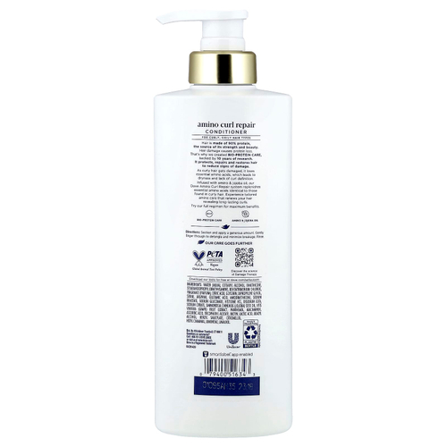 Dove, Amino Curl Repair, увлажняющий кондиционер для вьющихся волос, для вьющихся и кудрявых волос, 532 мл (18 жидк. унций)
