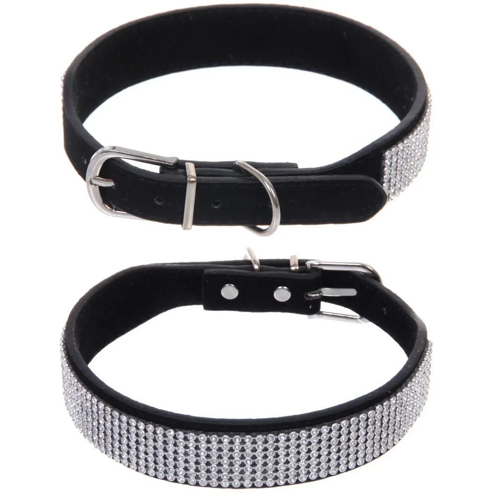 Ошейник для собак и кошек со стразами «#на стиле», цвет черный, 2см, размер L, 39*44см (лейбл)