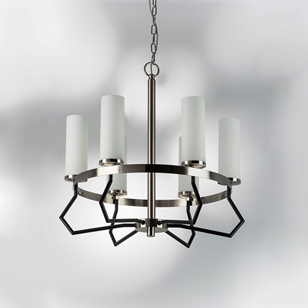 723065 Люстра FLUME 6х40W E14 ЧЕРНЫЙ МАТОВЫЙ/НИКЕЛЬ