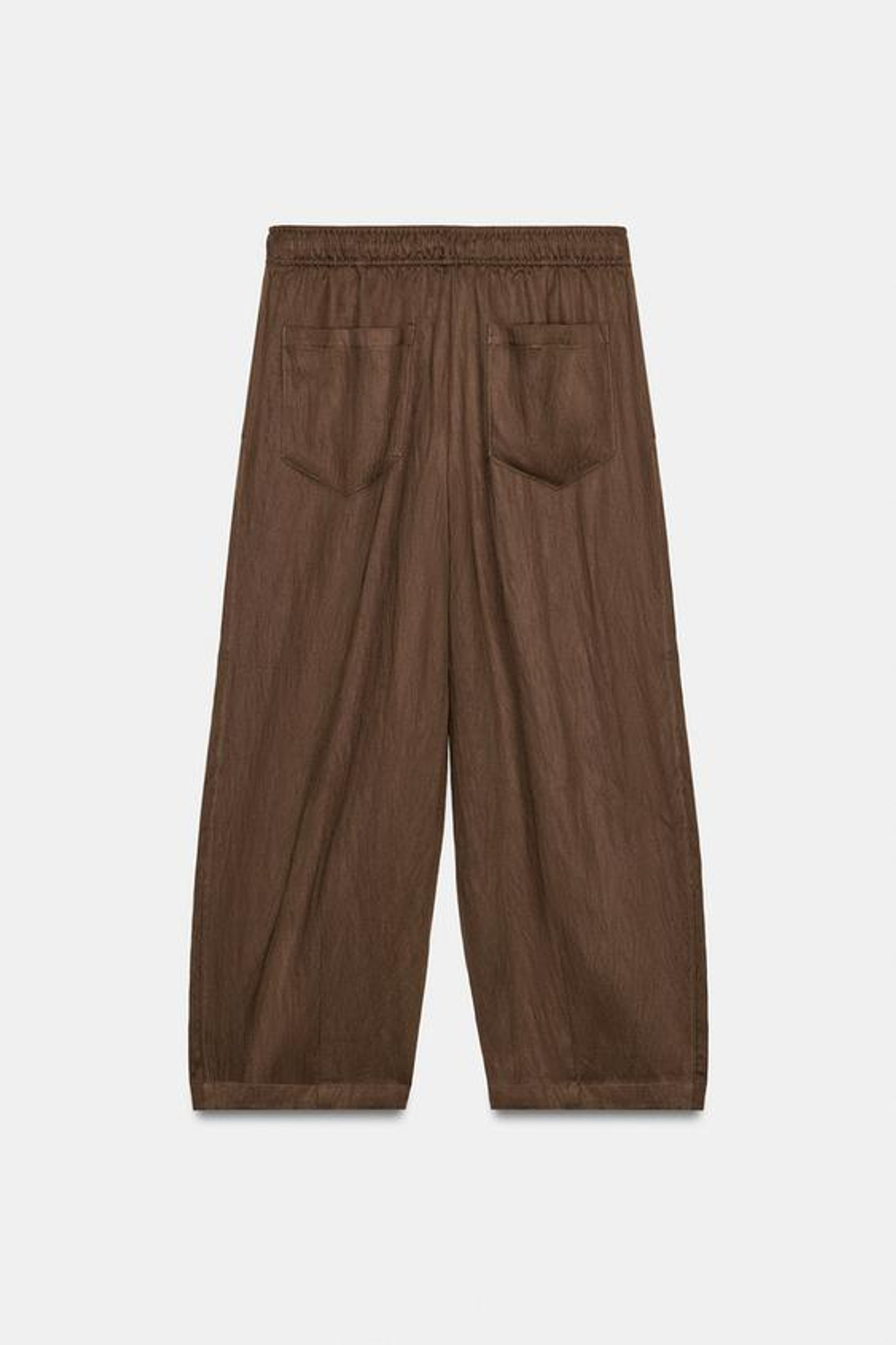 ZARA БРЮКИ-ПИЖАМА BALLOON, ШОКОЛАДНО-КОРИЧНЕВЫЙ