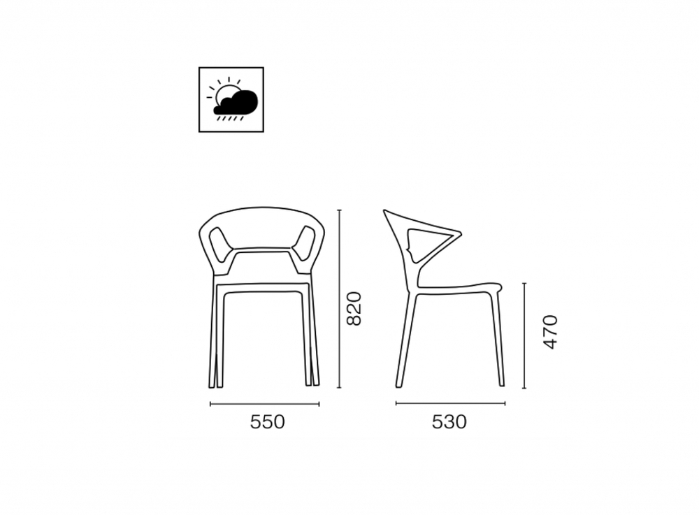 Кресло пластиковое Papatya Ego-K, антрацит, прозрачный