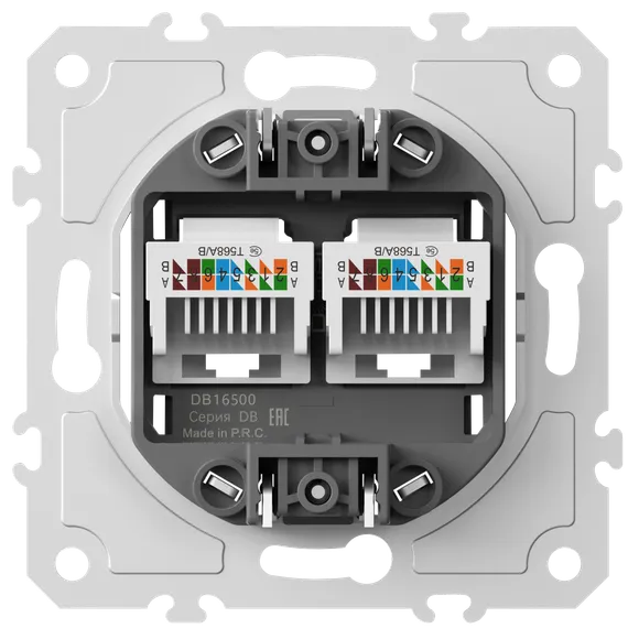 Donel механизм розетки RJ45 + RJ45 (двойная) cat.5/ClassE-8/8, серия DB