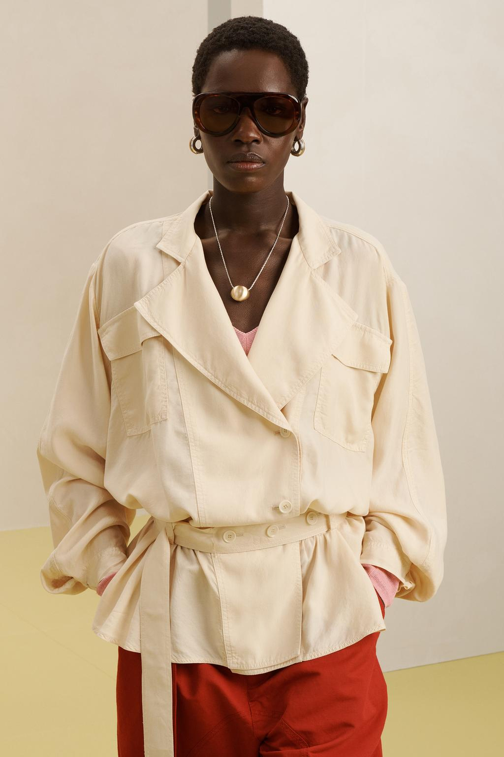 ZARA ЖАКЕТ СВОБОДНОГО КРОЯ, ЭКРЮ