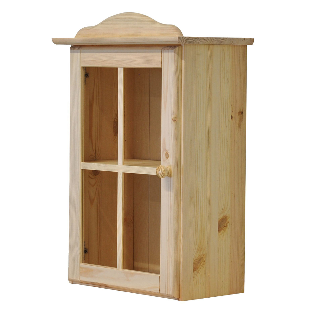 Dipriz Шкаф навесной кухонный Лена 1 дверь с карнизом из массива сосны, в натуральной отделке