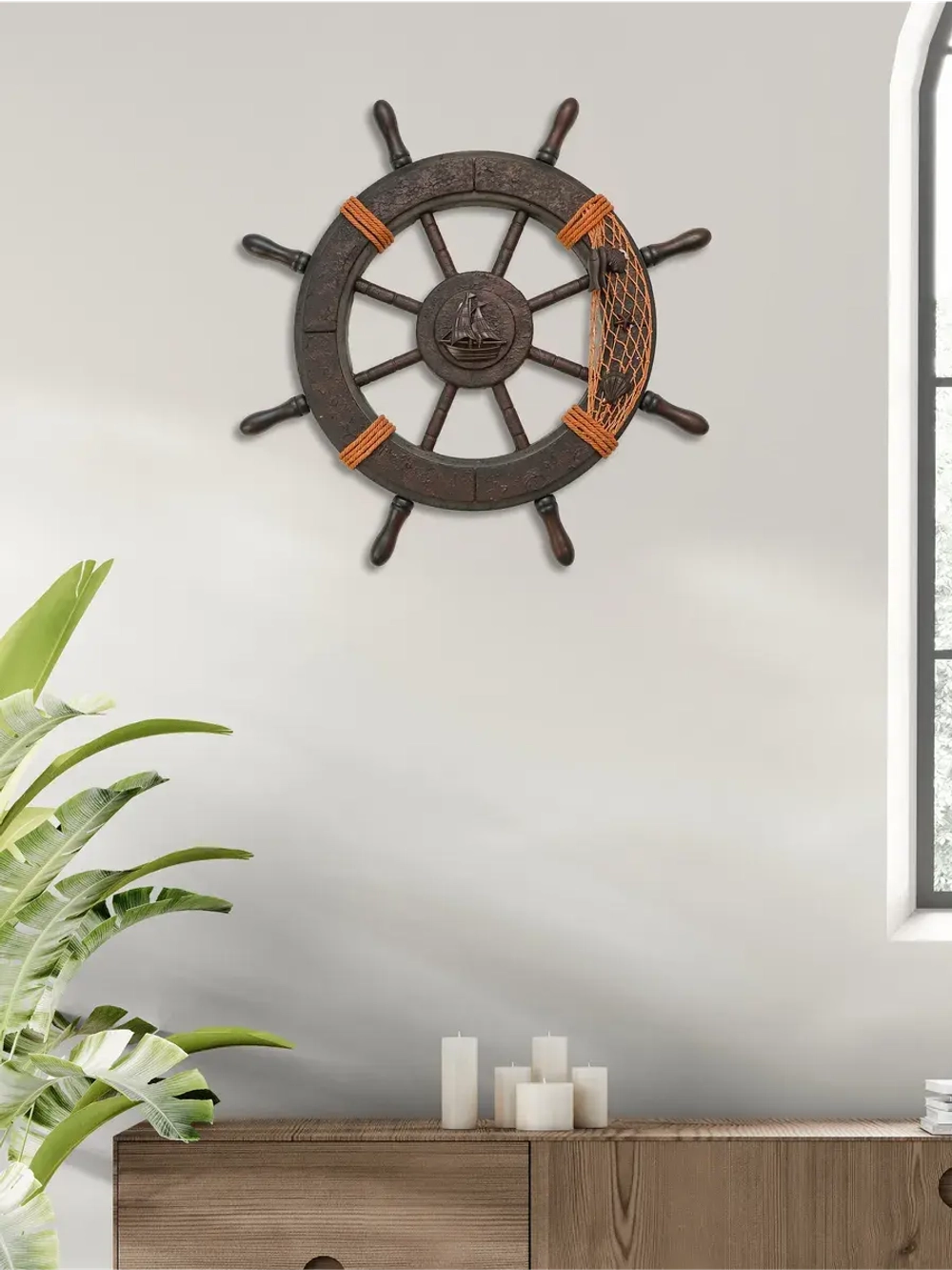 Декор для дома на стену "Штурвал" 62 см