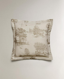 ZARA HOME НАВОЛОЧКА С ПРИНТОМ, СЕРЫЙ/БЕЖЕВЫЙ