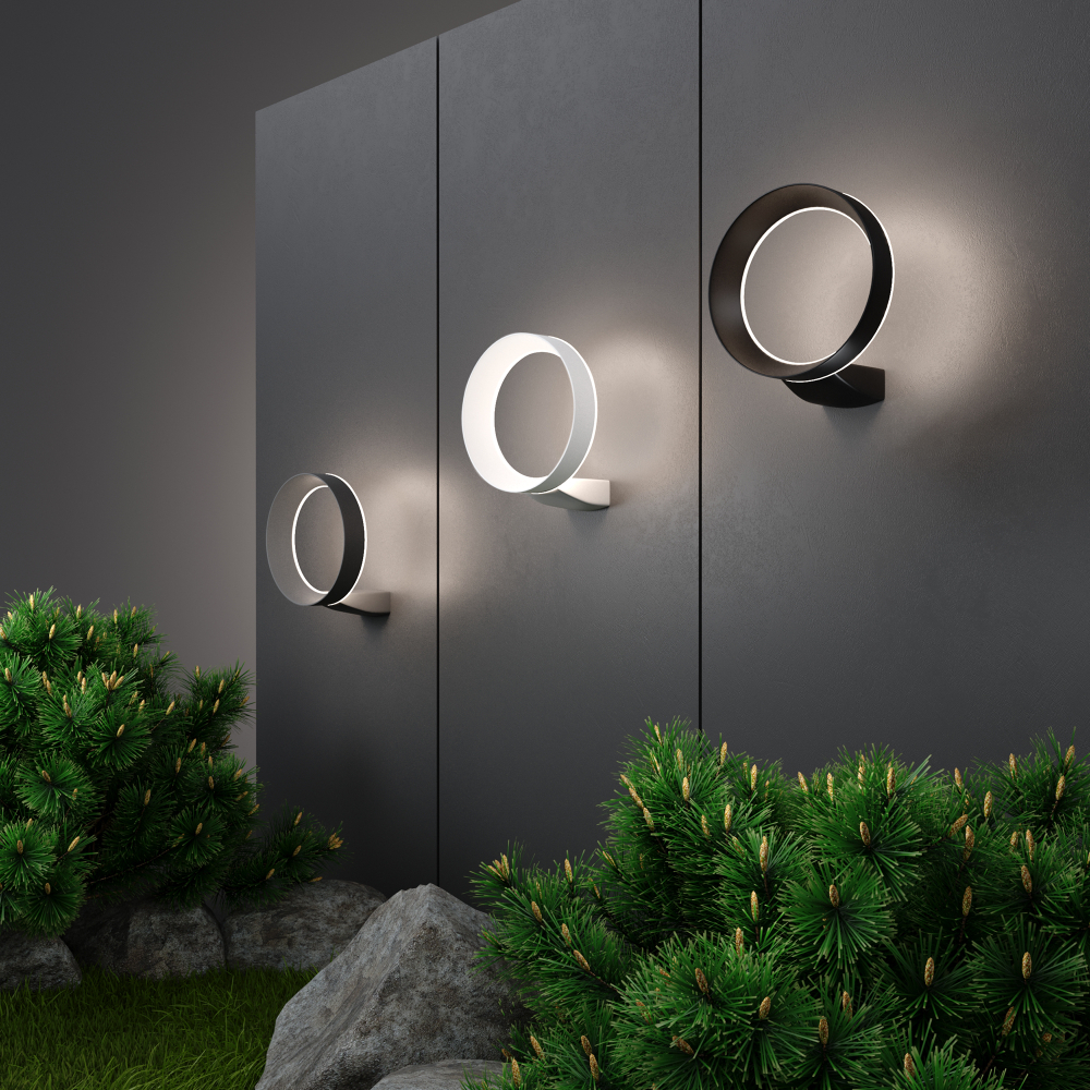 Уличный настенный светодиодный светильник 1710 TECHNO LED Ring белый