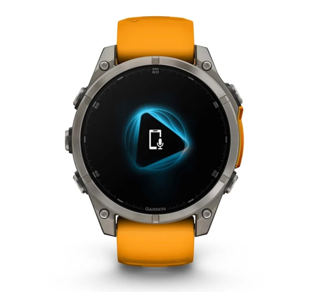 Умные часы Garmin Fenix 8, 51 мм, AMOLED, Sapphire Titanium with spark orange/graphite silicone band