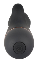 Чёрный вибратор-тюльпан Bendy Tulip с клиторальным лепестком - 16,4 см.