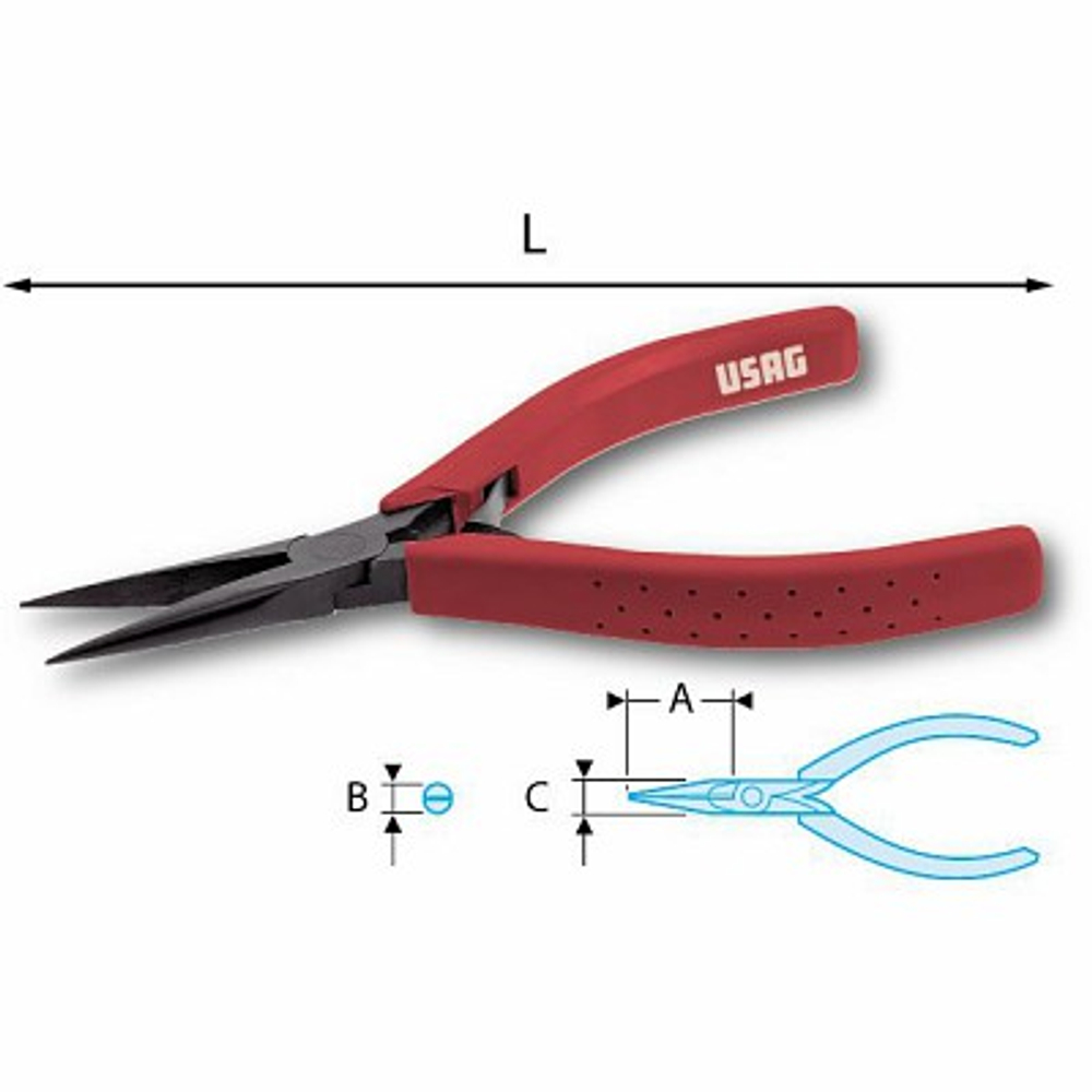 017/3 Полукруглогубцы с длинными, прямыми губками, 130 мм, USAG (Италия)