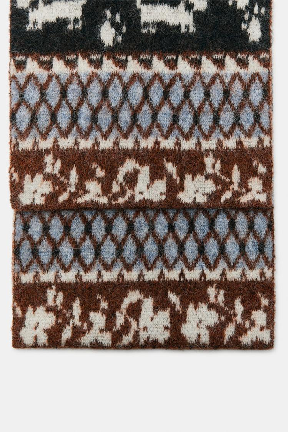 ZARA ШАРФ С УЗОРОМ ИЗ ТРИКОТАЖА, СИНИЙ