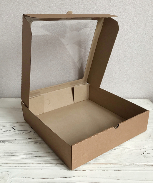 Коробка 30 х 30 х 6 см с окном, бурая