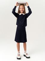 Джемпер для девочки с длинным рукавом AT977-1 синий-золотистый