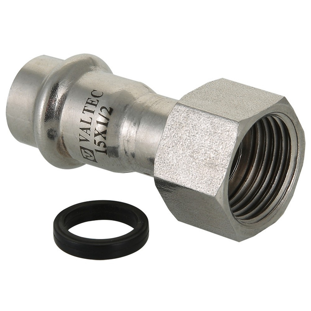 Соединитель из нержавеющей стали ВР 15х3/4 с накидной гайкой Valtec, (VTi.908) (уп. 5 шт)