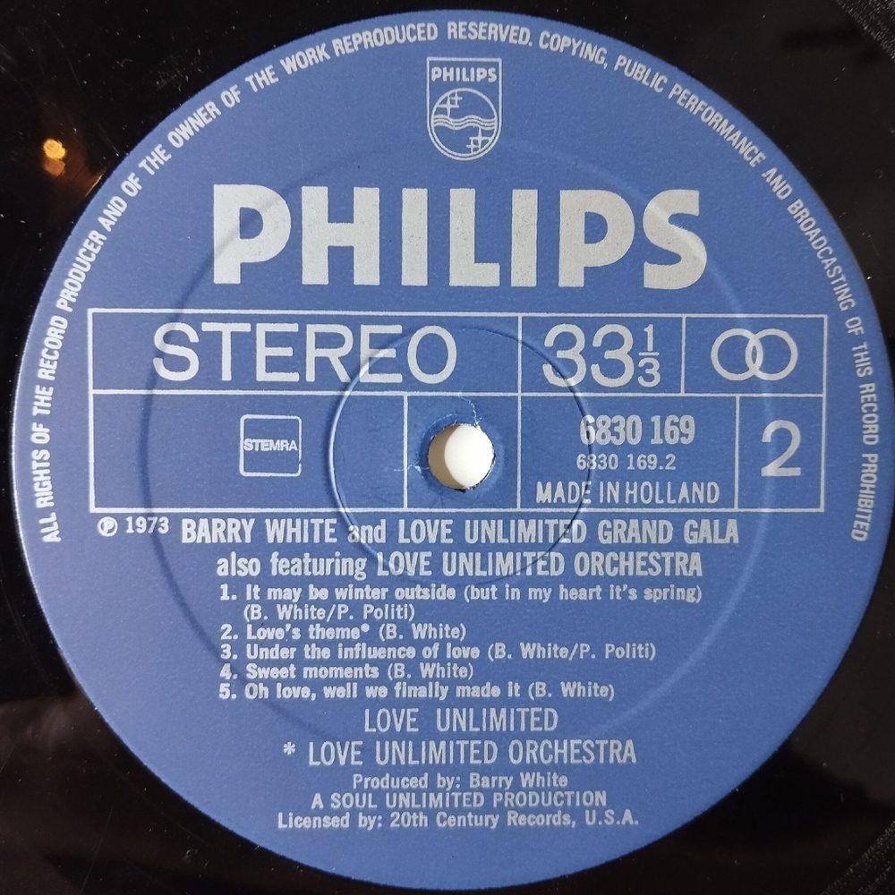 Винтажная виниловая пластинка LP Barry White And Love Unlimited Grand Gala Never, Never Gonna Give Ya Up (Holland 1973)
