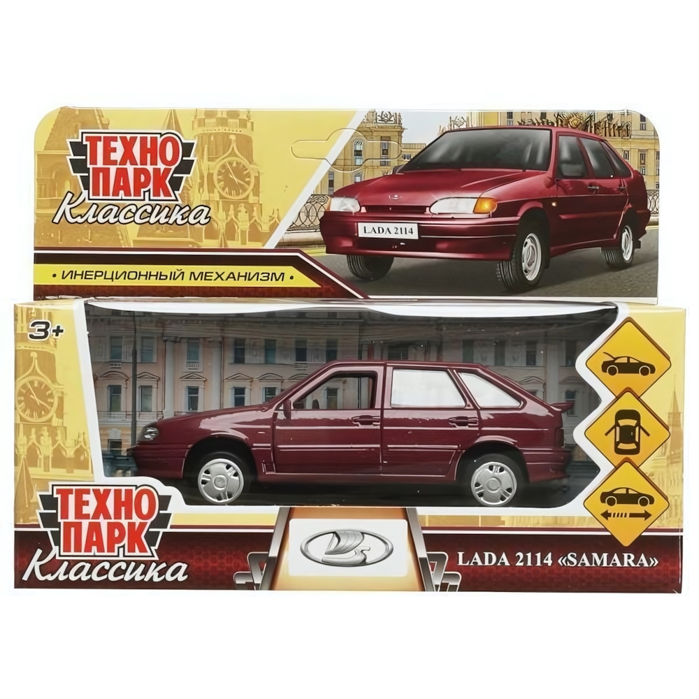 Модель ин. мет. "Lada-2114 Samara" 12см, открыв.двери и багажник,фиолет. коробка 2114-12-PRL(Технопарк)