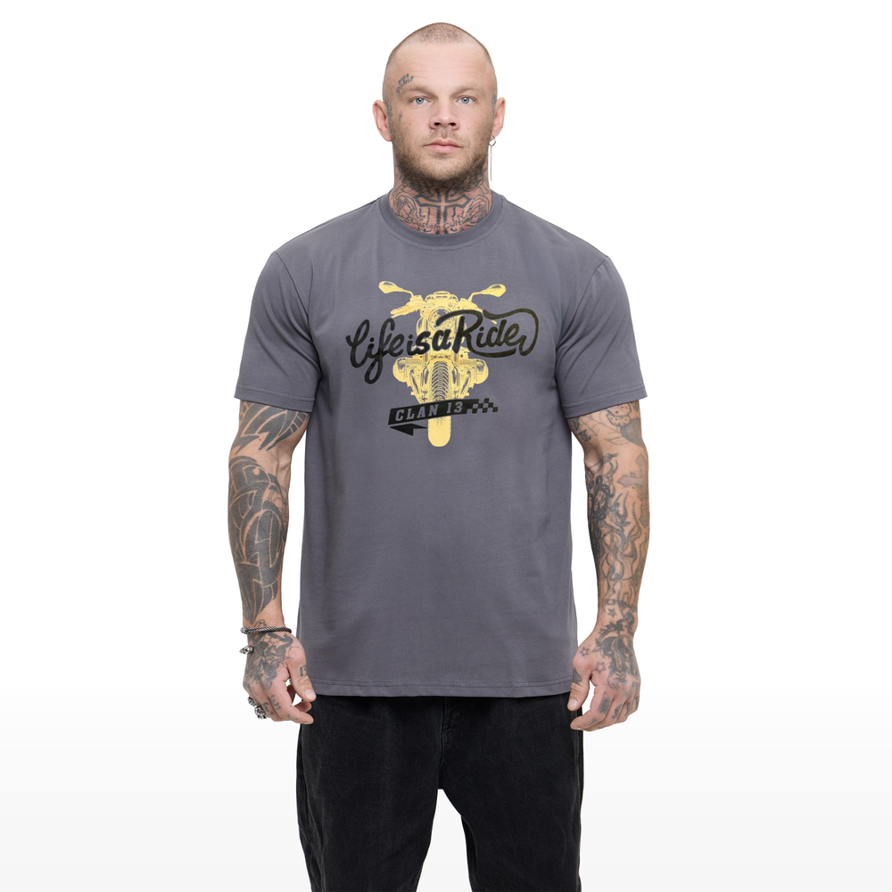 Футболка CLAN13 LIFE IS A RIDE, серый