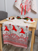 Рушник (лошадь символ года 2026) на свадьбу, под икону, для венчания / скатерть, дорожка (100% хлопок, рогожка)