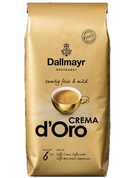 Кофе в зернах Dallmayr Crema d'Oro, 1000 г, мягкий и изысканный, Арабика и Канефора