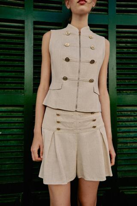 ZARA ШОРТЫ НА НАВЕСНЫХ ПЕТЛЯХ, СВЕТЛО-БЕЖЕВЫЙ