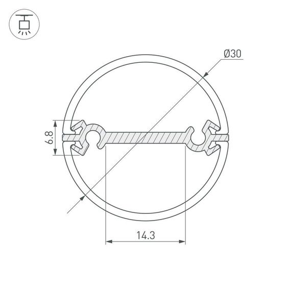 Профиль Arlight Round-D30-Dual-2000 Anod 029114