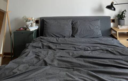 КПБ 1.5 сп с простыней на рез. 90х200 ВАРЕНЫЙ ХЛОПОК "Графит меланж"