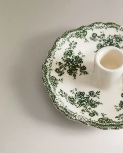 ZARA HOME ПОДСВЕЧНИК В ФОРМЕ ЦВЕТКА, ОЛИВКОВЫЙ