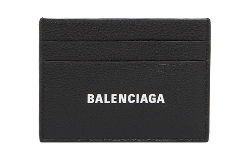 Balenciaga Cash Grain Calfskin Card Holder Card Holder Regular Men"s Black