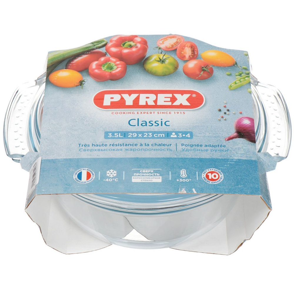 Кастрюля стекло жаропрочное, 3.5 л, с крыш, Pyrex, Classic, 112A000N/2017