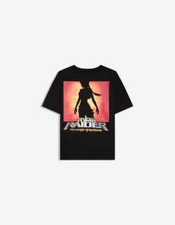 BERSHKA Футболка оверсайз с принтом Tomb Raider, черный