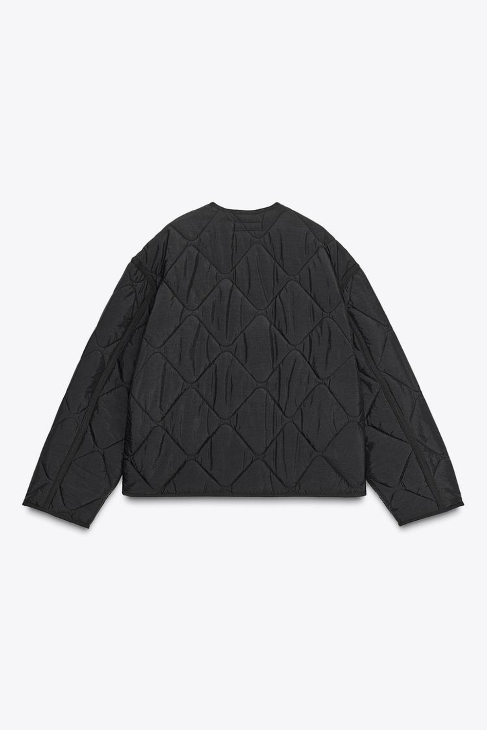 ZARA СТЕГАНАЯ КУРТКА, ЧЕРНЫЙ