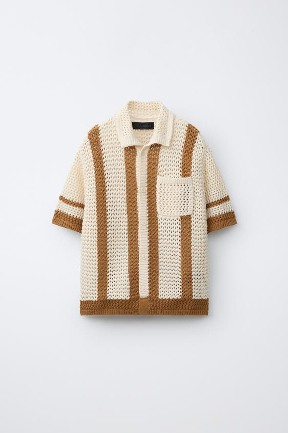 ZARA РУБАШКА ИЗ КРУЖЕВА КРОШЕ, ОХРА