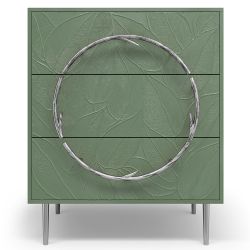 Комод Арт Колор leaves с 3-мя ящиками Стайл Сильвер Зеленый нефрит