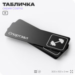 Табличка Спортзал, 30 х 10 см, на стену и дверь, черная с двусторонним скотчем, серия COSMO, Айдентика Технолоджи