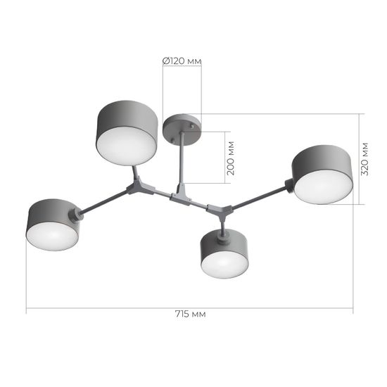 SLE183702-04 Светильник потолочный Серый/Серый E14 4*60W GIMENTO
