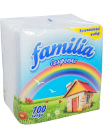 Салфетки бумажные Familia Экономичный выбор 24х23см 100шт белые, 1-слойные