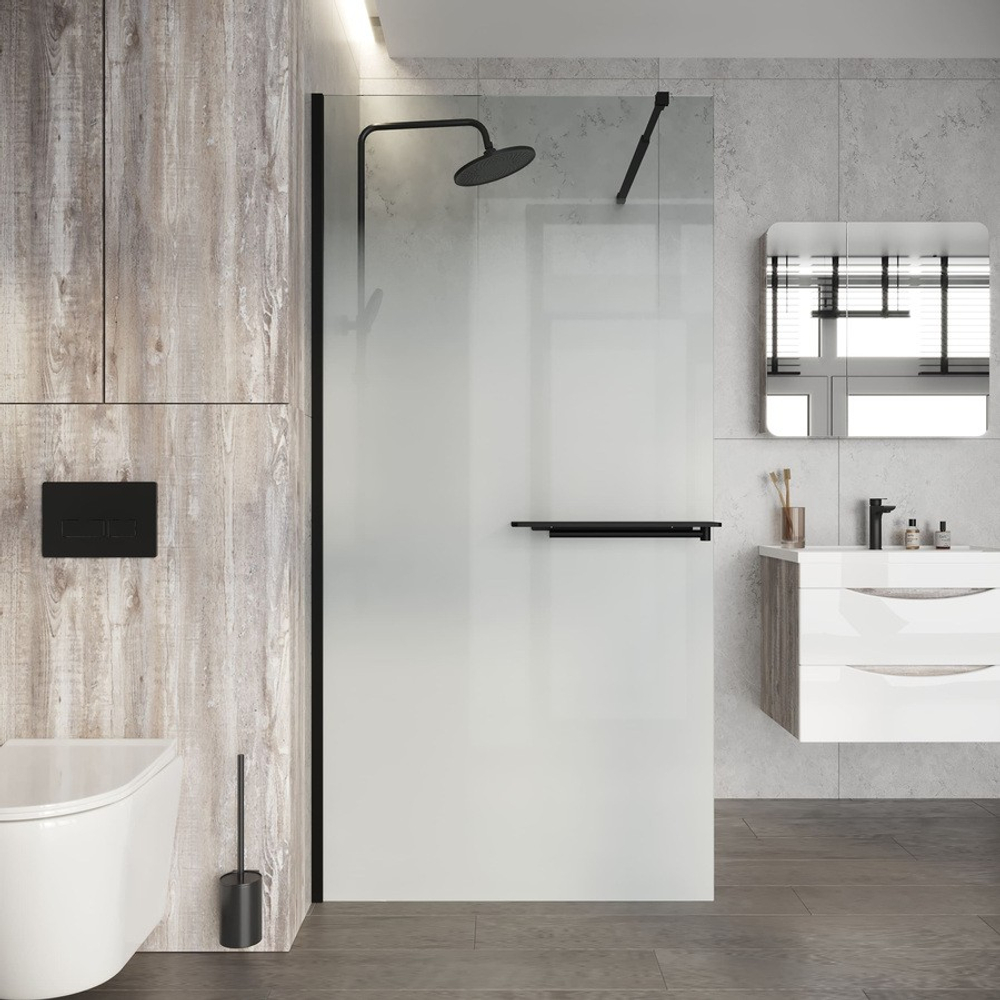 Душевая перегородка Niagara Nova NG-582-12BLACK (120х200) черный матовый,стекло белый градиент,1 место
