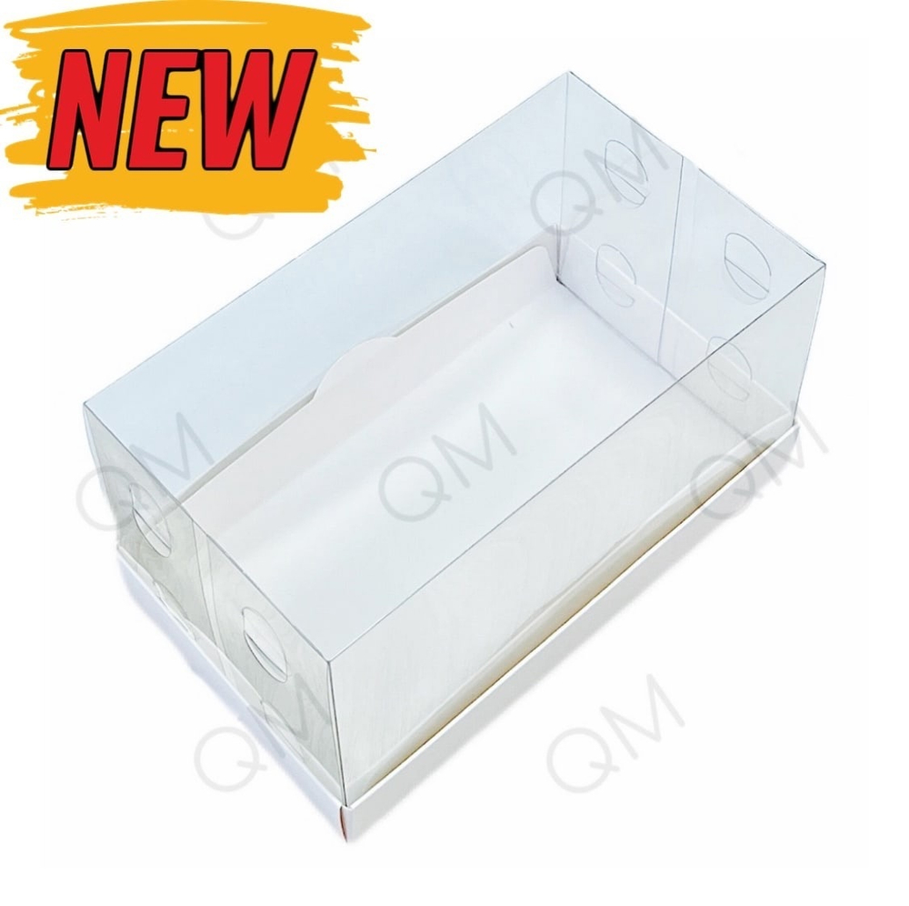 Коробка для кекса ПРЕМИУМ с прозрачным куполом 180*80*90 мм (белая), 10шт